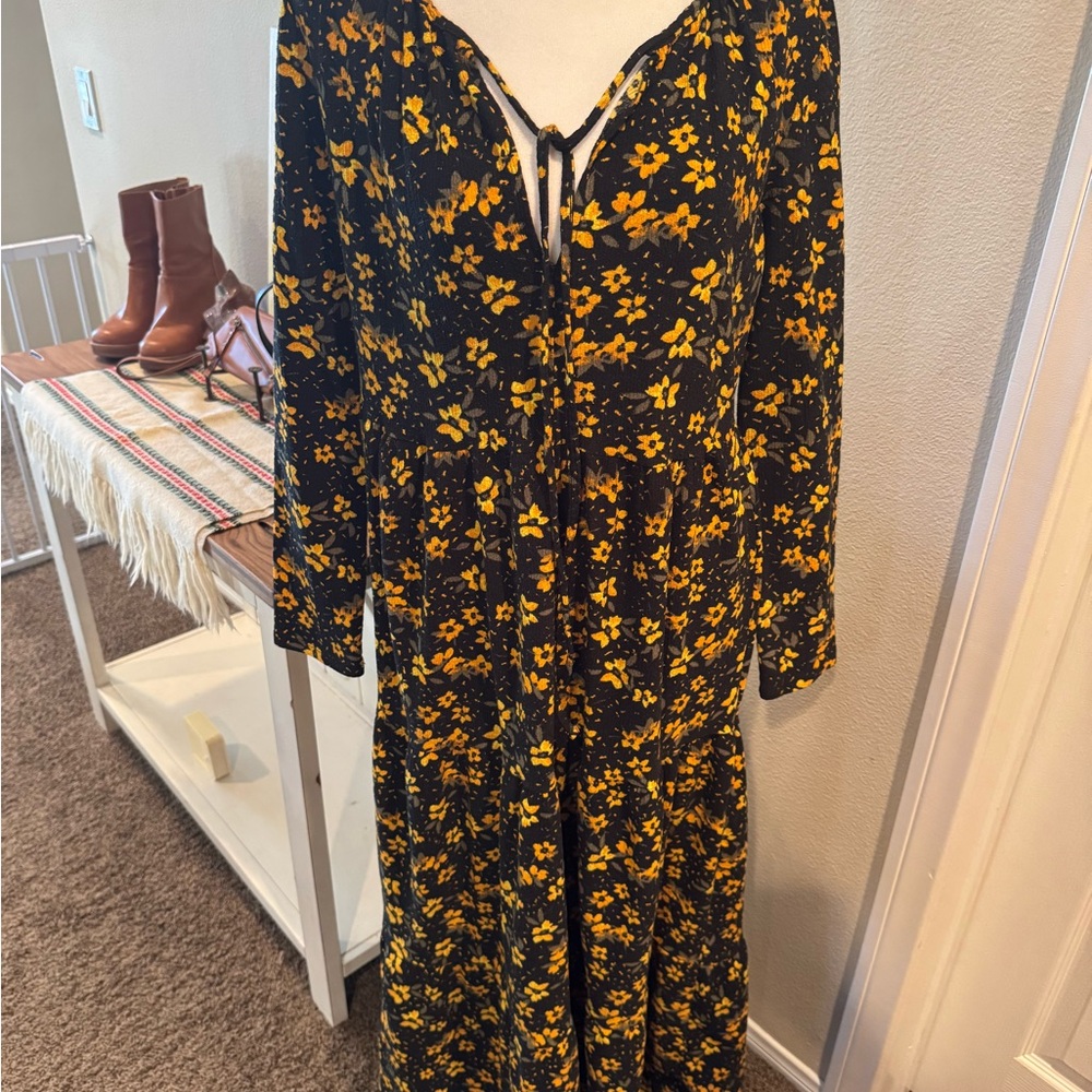 Free People Black Floral Long Sleeve Dress - Picture 8 of 12
